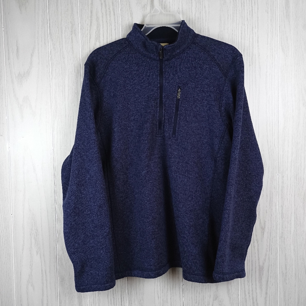 Woolrich Angler Sweater 1/4 Zip Fleece Pullover Blue Pocket Men’s Size XXL.